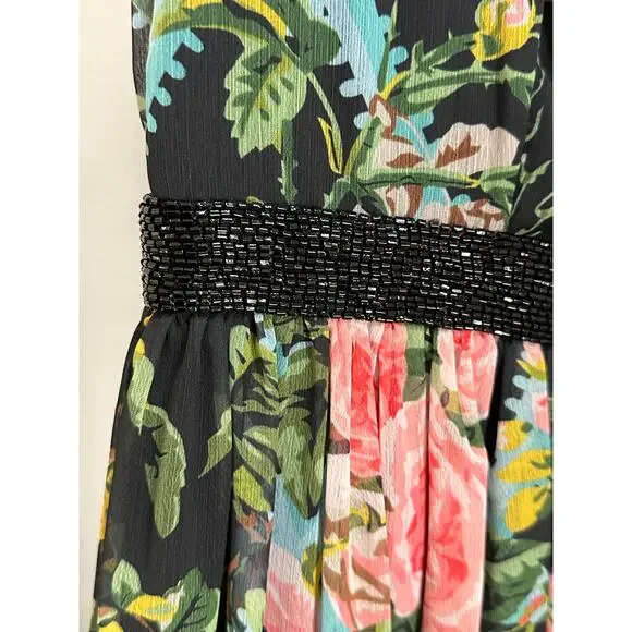 Mac Duggal Multicolor Floral Illusion Cap Sleeve Midi Dress 6 NWT #9149 Chiffon - Picture 10 of 16